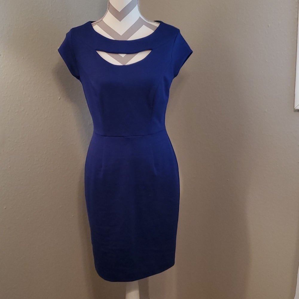 Banana Republic Dress Casual Business Blue Short Sleeve New W/Tags Scoop Neck